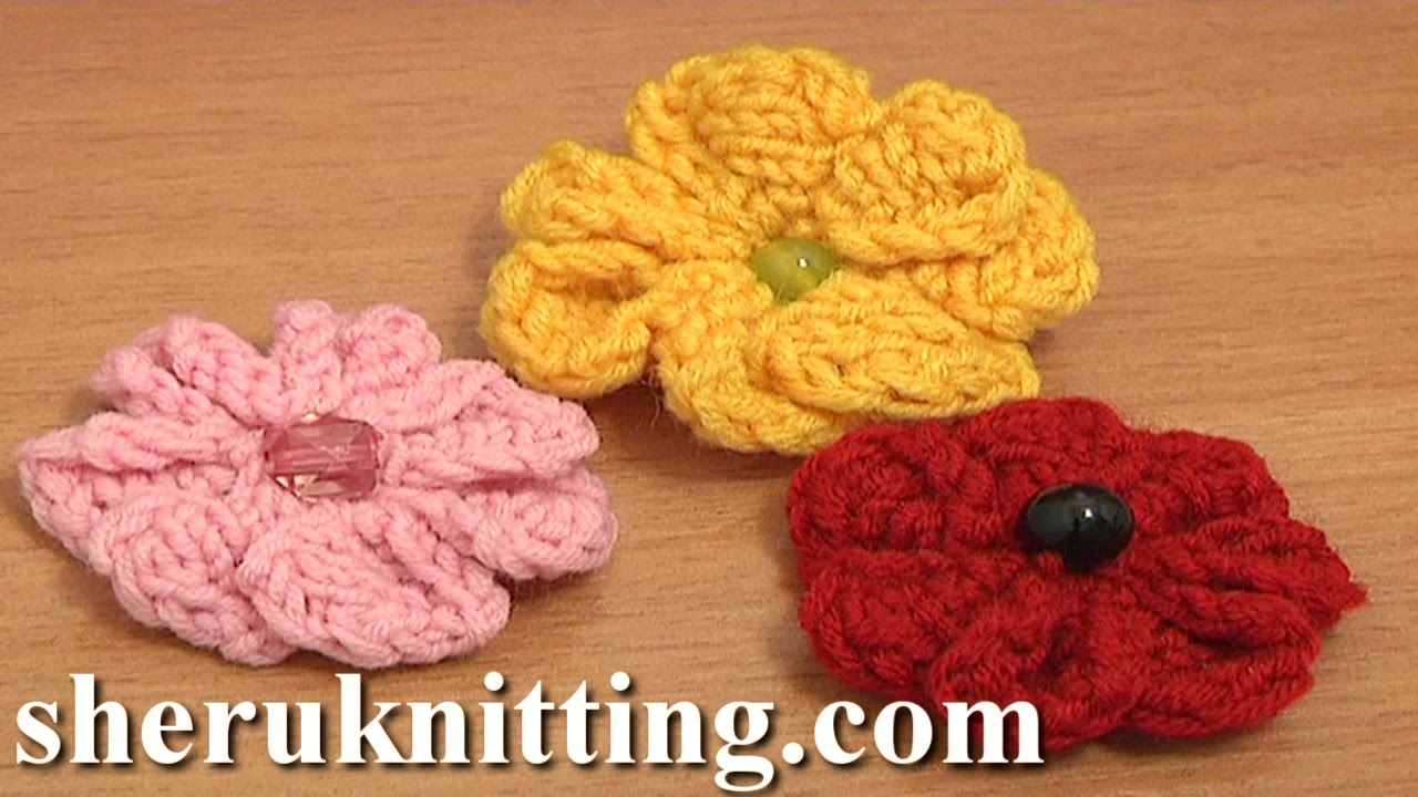 Knitted Flower Patterns Free Knitting 7 Petal Flower Tutorial 3 Easy Knitting Patterns