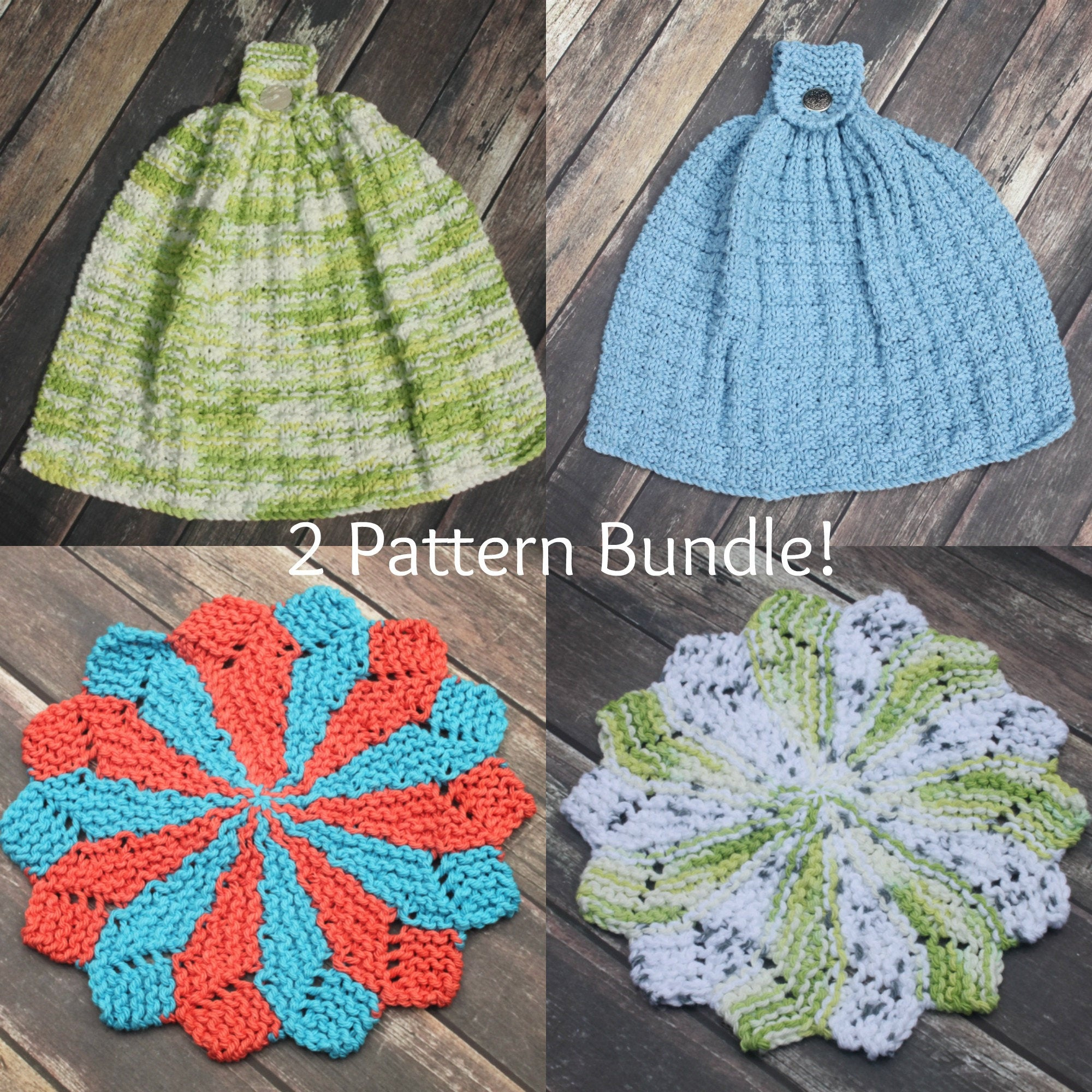 Knitted Hand Towel Patterns 2 Pattern Bundle Knit Towel And Knit Dishcloth Pdf Instant Download Patterns