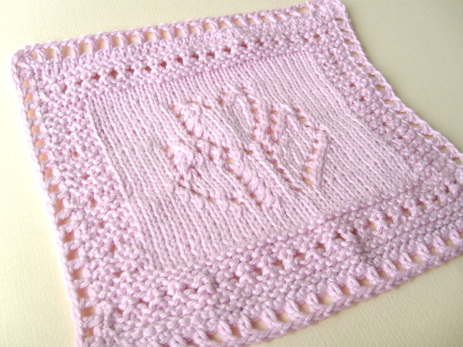 Knitted Hand Towel Patterns Hand Crafted Luxury Knit Wash Clothhand Towel Pretty Tulip Design