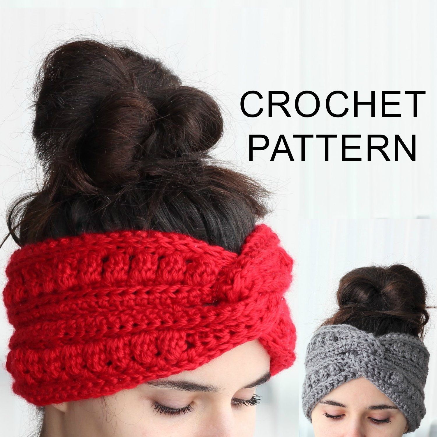 Knitted Headband With Flower Pattern Aura Headband Ear Warmer Crochet Pattern Pdf