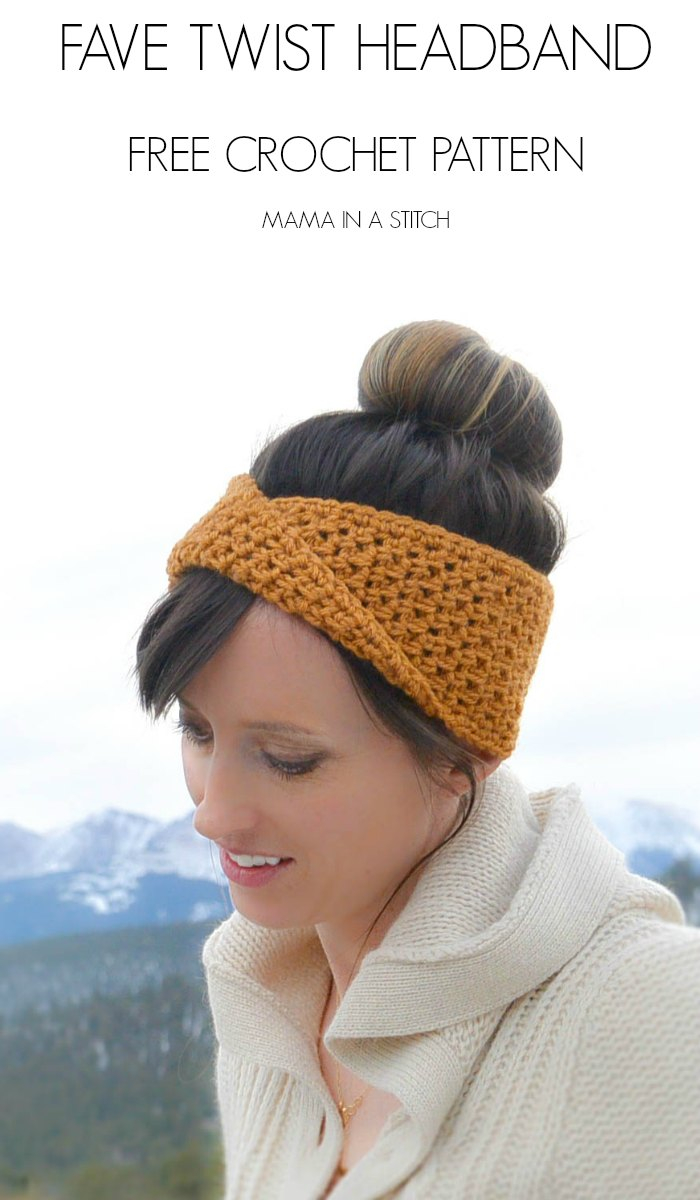 Knitted Headband With Flower Pattern Golden Fave Twist Headband Free Crochet Pattern Mama In A Stitch