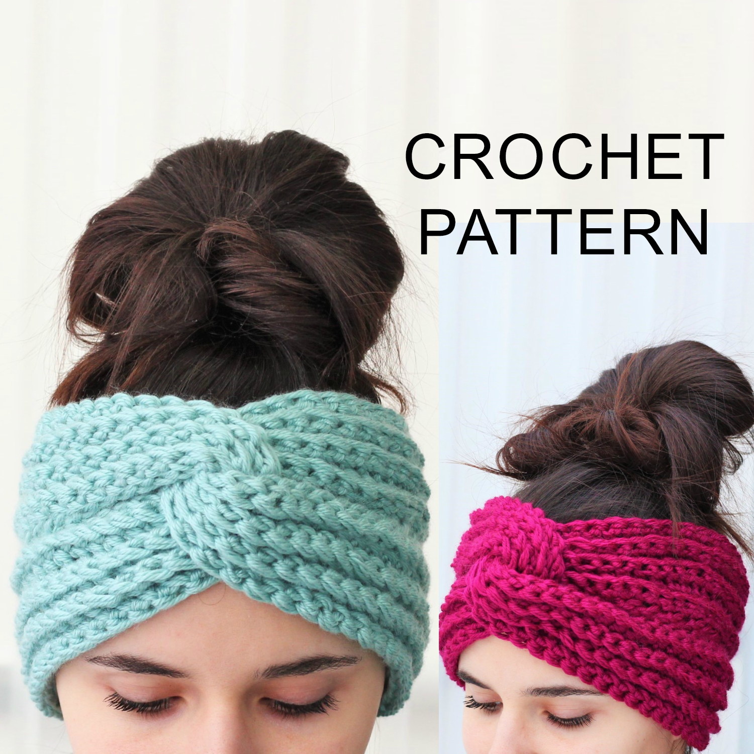 Knitted Headband With Flower Pattern Hana Headband Ear Warmer Crochet Pattern Pdf