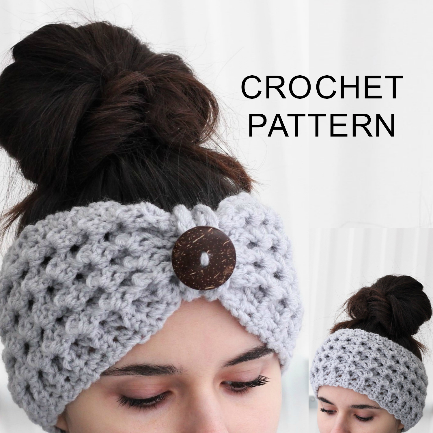 Knitted Headband With Flower Pattern Lida Headband Ear Warmer Crochet Pattern Pdf