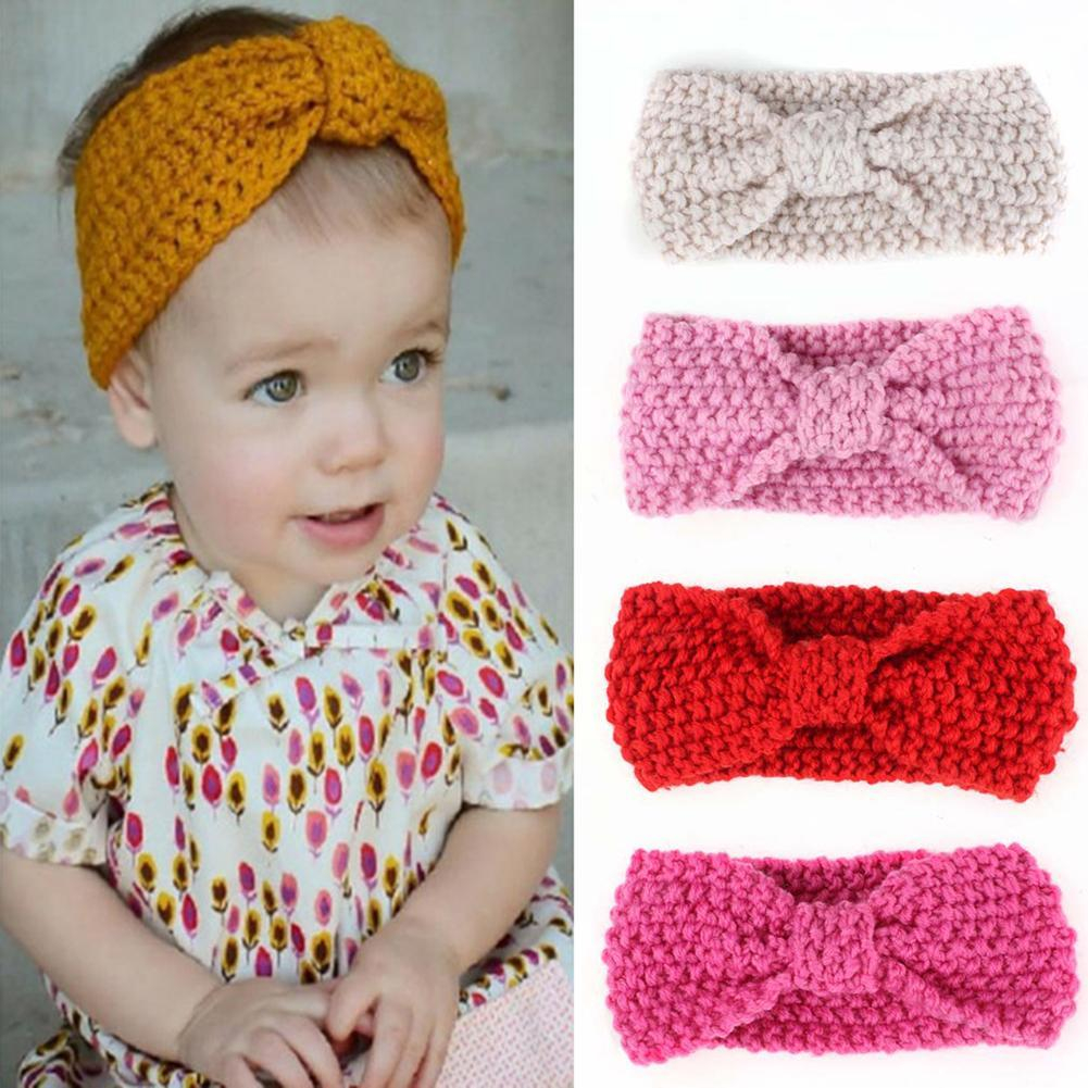 Knitted Headband With Flower Pattern Lovely Kids Girls Bowknot Knitted Headband Hair Band Headwear Photo Prop
