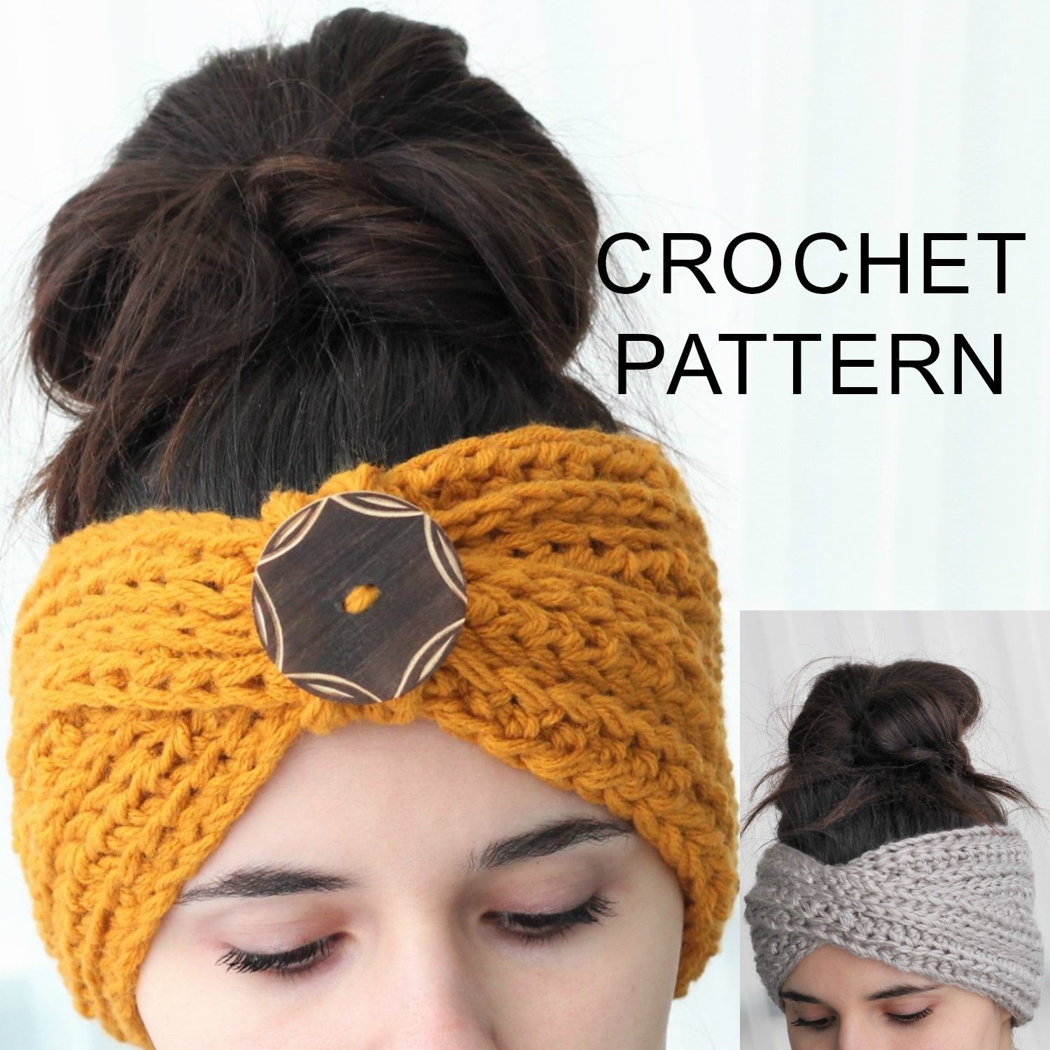 Knitted Headband With Flower Pattern Tyra Headband Ear Warmer Crochet Pattern Pdf