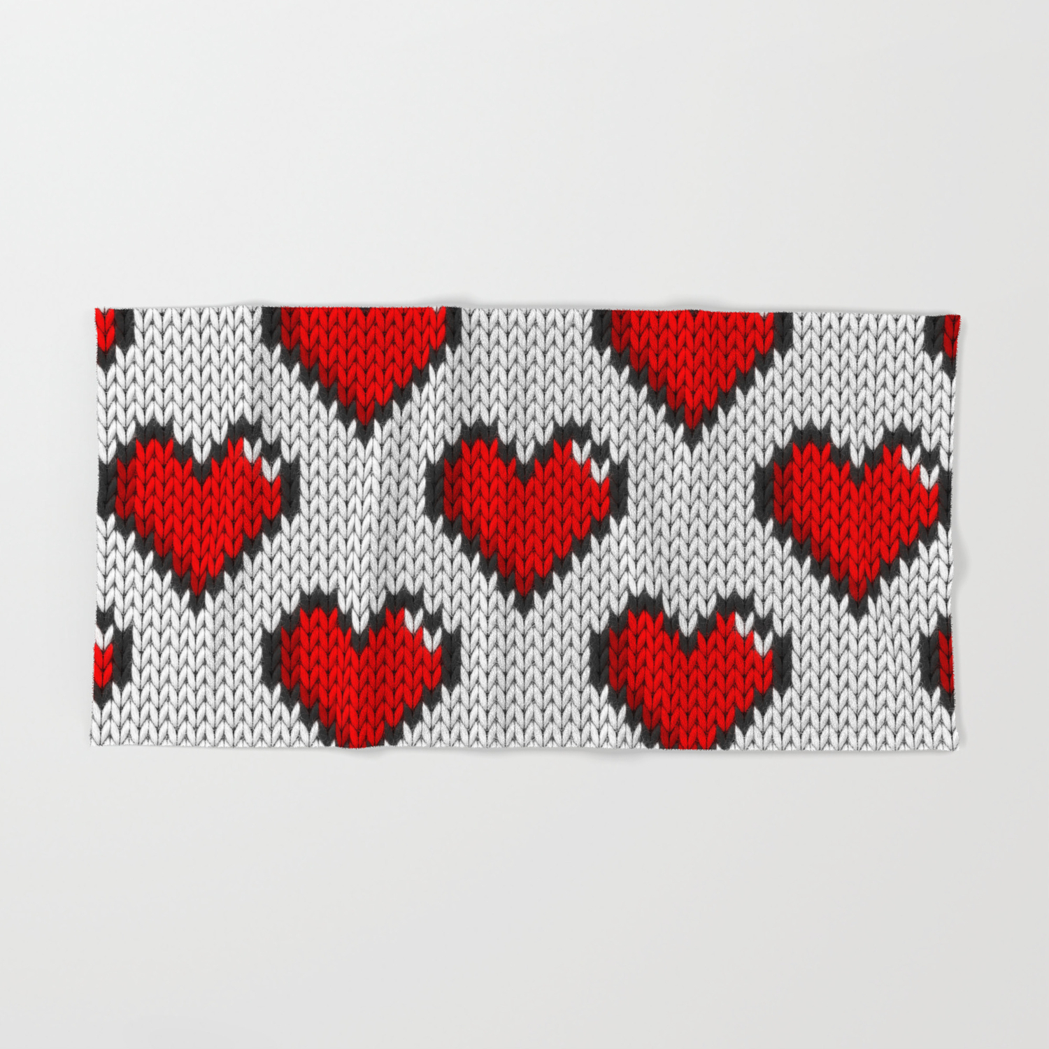 Knitted Heart Pattern Knitted Heart Pattern White Hand Bath Towel