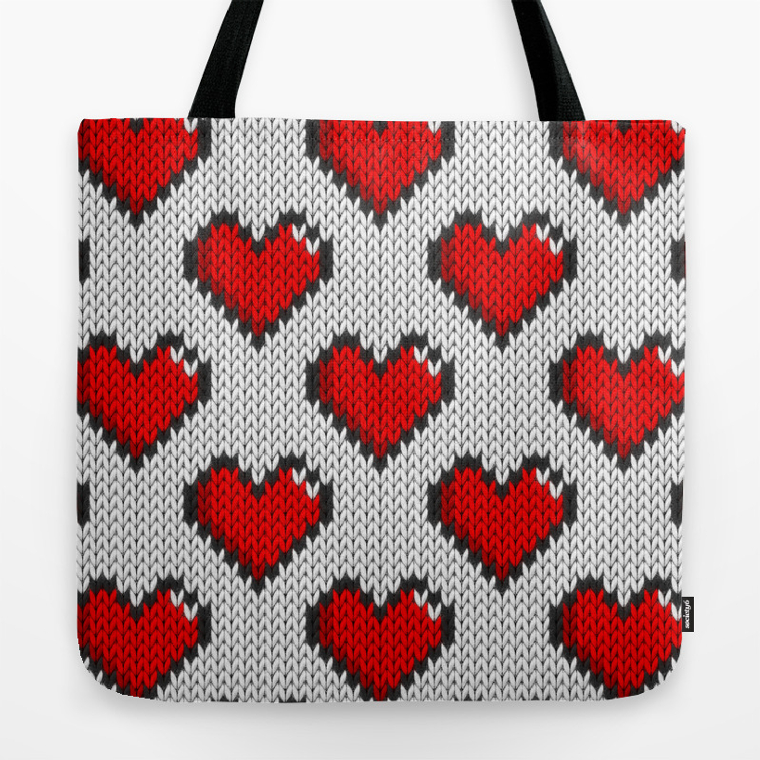 Knitted Heart Pattern Knitted Heart Pattern White Tote Bag
