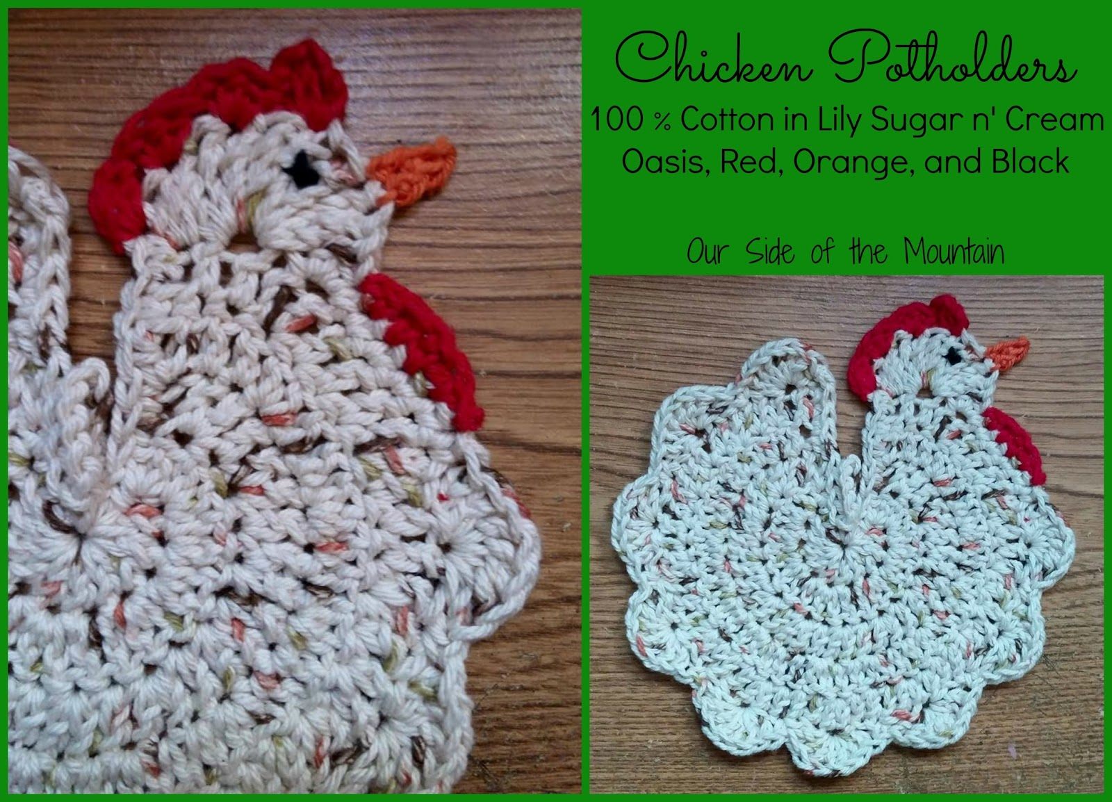 Knitted Hen Pattern Our Side Of The Mountain Creative Crochet Chicken Potholders