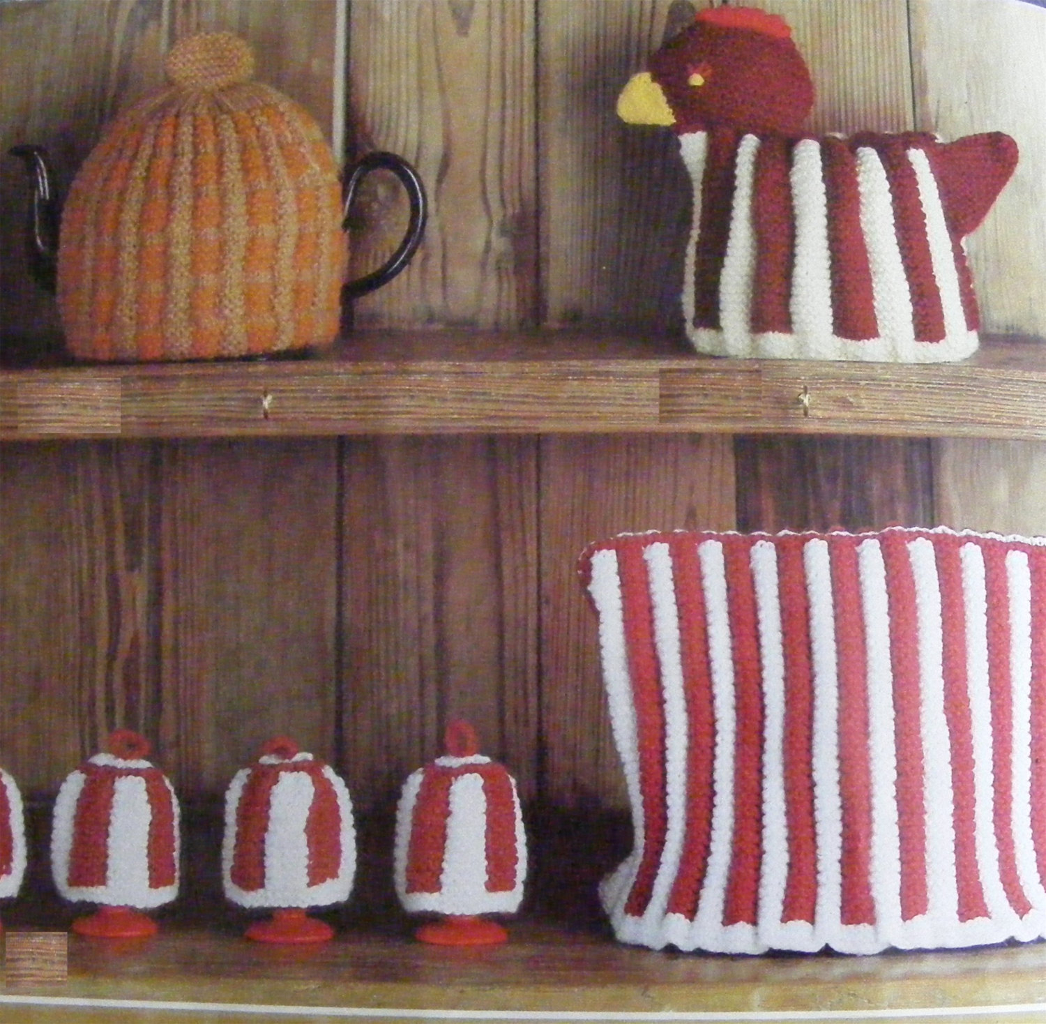 Knitted Hen Pattern Tea Pot Cosy Hen Egg Bowl Cover And Egg Cup Cosies Knitting