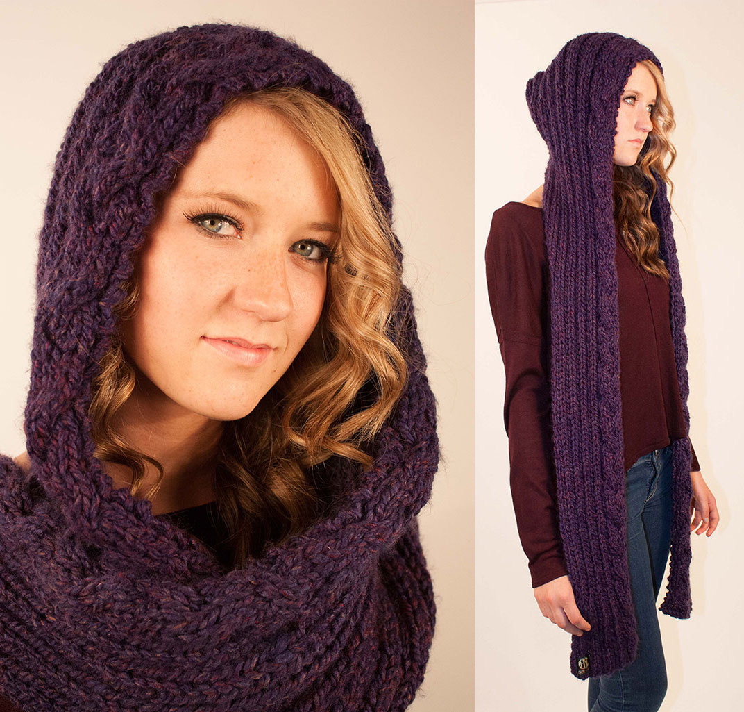 Knitted Hood Scarf Pattern 14 Hooded Scarf Knitting Pattern The Funky Stitch