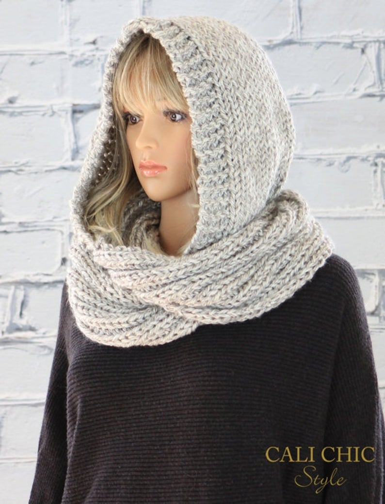 Knitted Hood Scarf Pattern Hooded Scarf Pattern Celine Knit Hooded Infinity Scarf Pattern 802 Knitting Scarf Pattern Digital Download Pdf Pattern