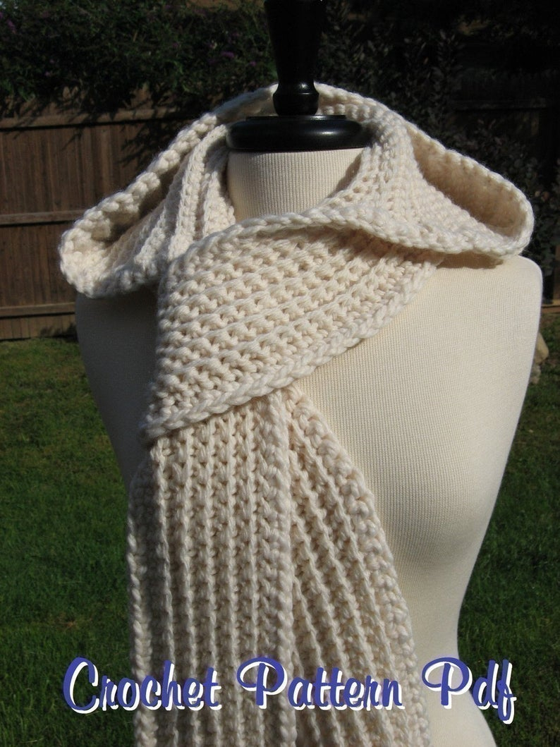 Knitted Hood Scarf Pattern Nordic Hooded Scarf Crochet Pattern Pdf Instant Download Available