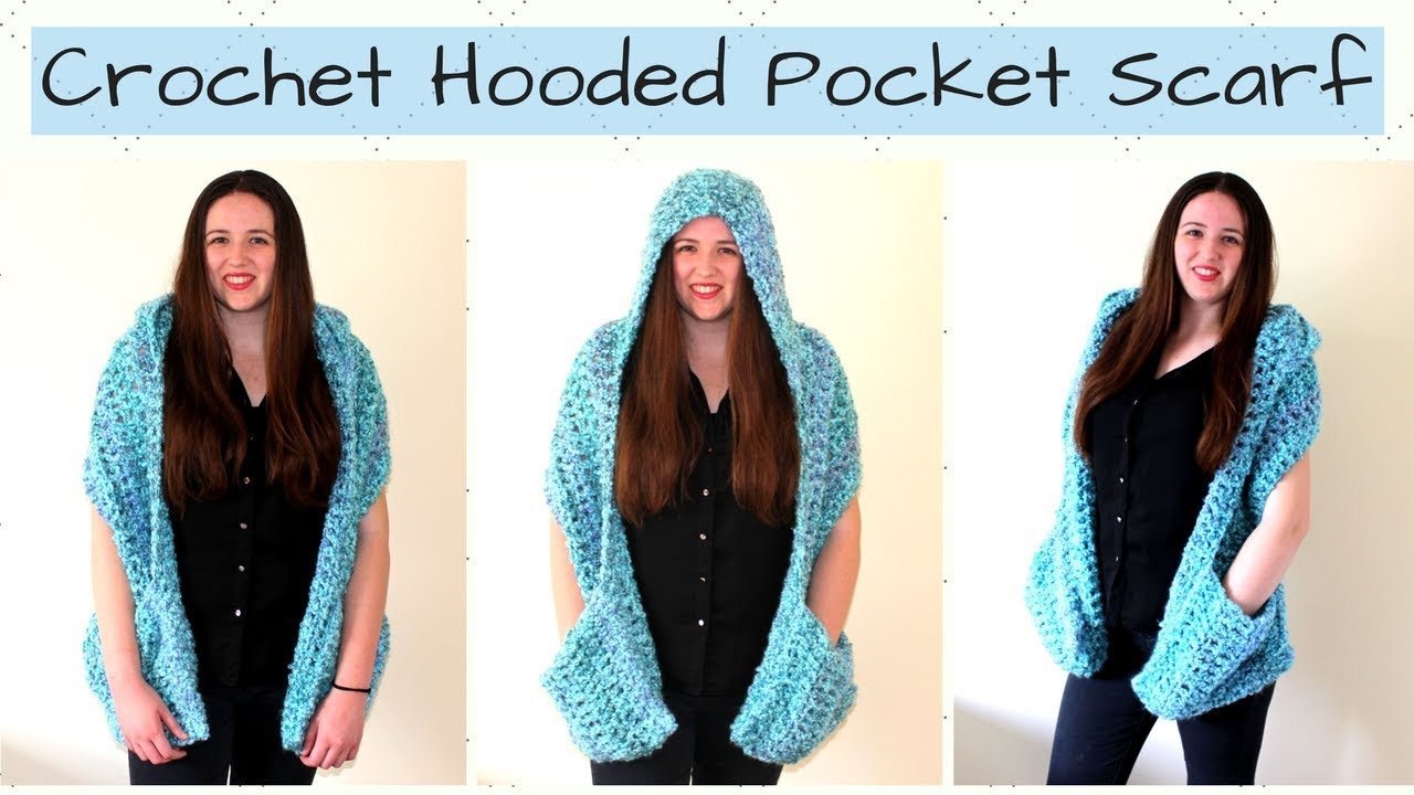 Knitted Hooded Scarf With Pockets Pattern Crochet Hooded Pocket Scarf Crochet Ocean Breeze Hooded Pocket Scarf