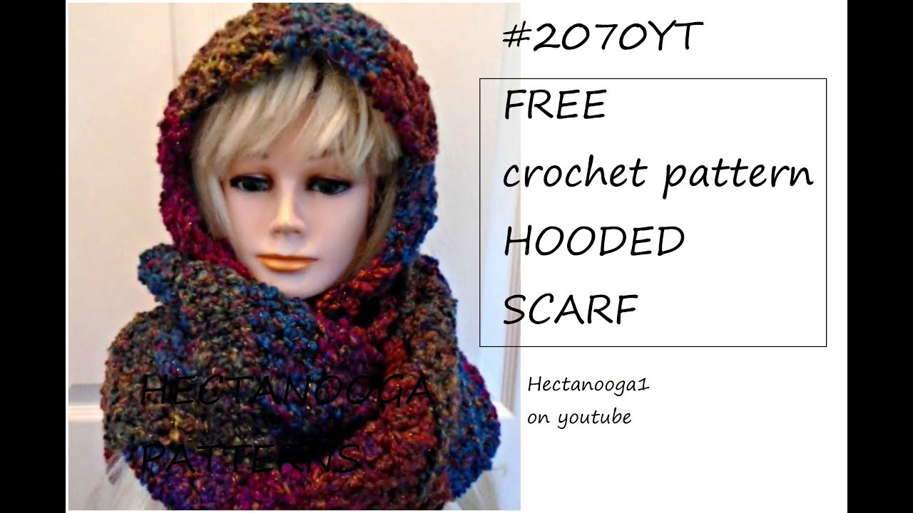Knitted Hooded Scarf With Pockets Pattern Free Crochet Pattern 2070 Hooded Scarf Easy Beginner Level