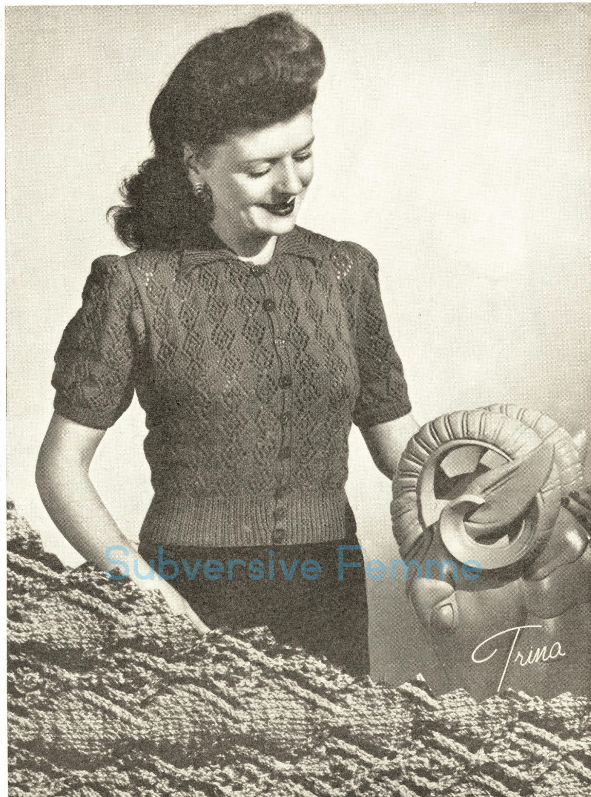 Knitted Jacket Patterns Free Free Knitting Pattern Trina Cardigan Jacket C 1940s Subversive