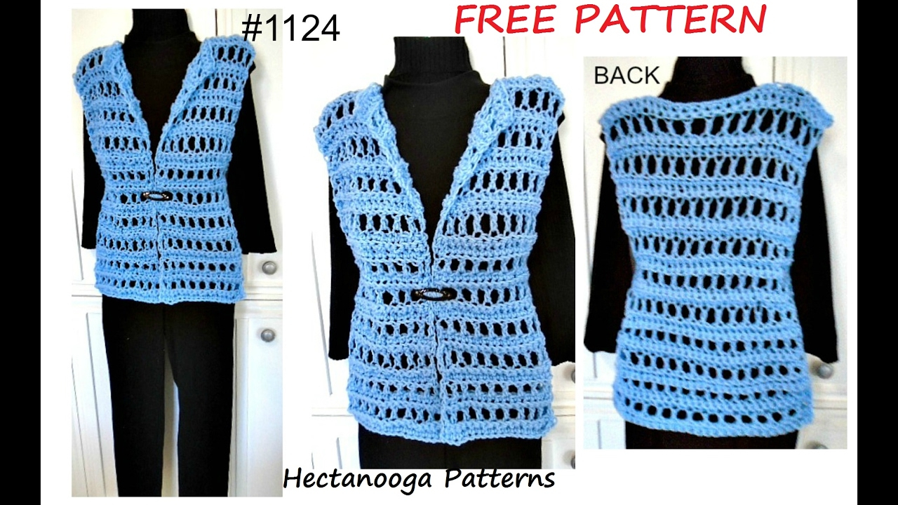 Knitted Jacket Patterns Free Womens Crochet Vest Free Pattern 1124 Quick Easy Summer Vest Sweaters Tops