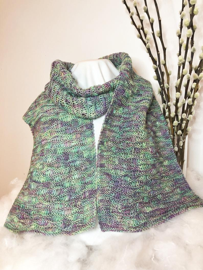 Knitted Lace Pattern Hand Knitted Lace Pattern Scarf In Hand Dyed Yarn