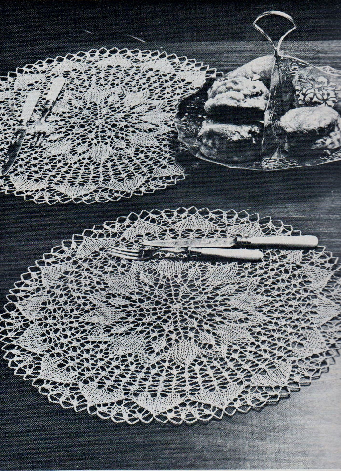 Knitted Lace Pattern Pdf Digital Download Vintage Knitting Pattern To Make Knitted Lace Lunch Mats Table Mats Or Doilies 13 Diameter