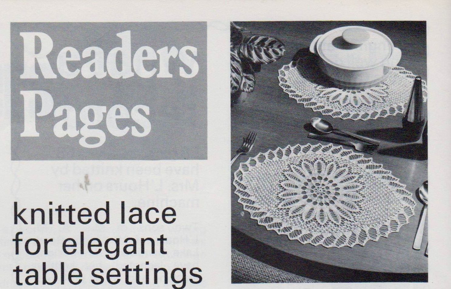 Knitted Lace Pattern Pdf Digital Download Vintage Knitting Pattern To Make Knitted Lace Table Mats Place Mats Or Doilies 16 X 12 In Crochet Cotton 20