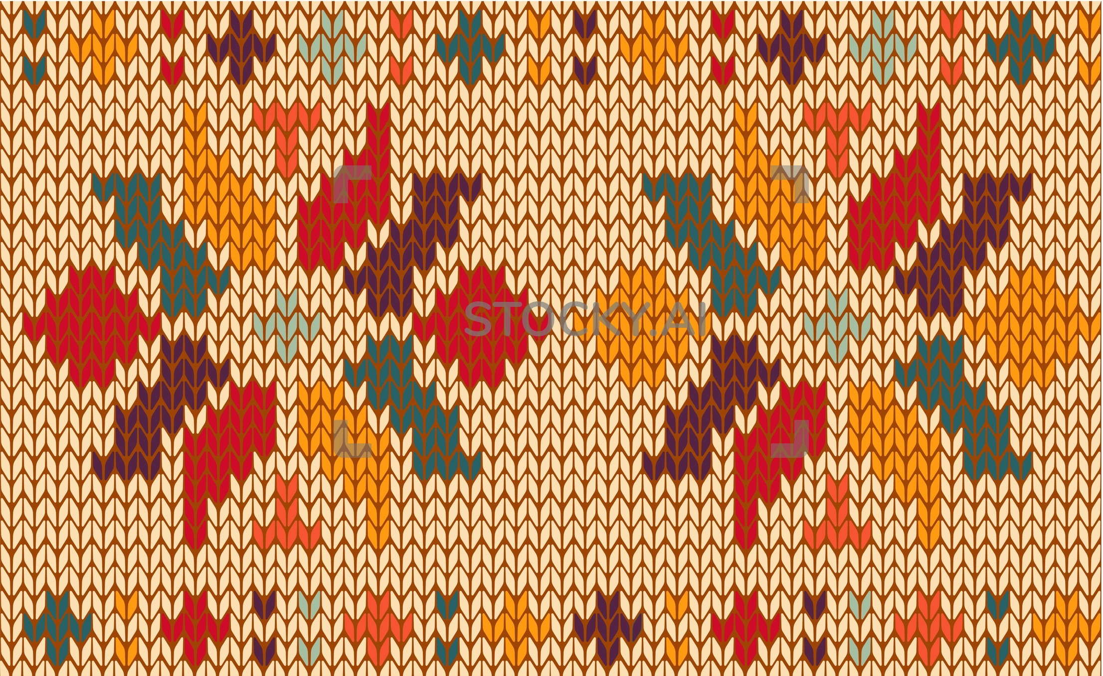 Knitted Pattern Image Of Retro Floral Knitted Pattern Background
