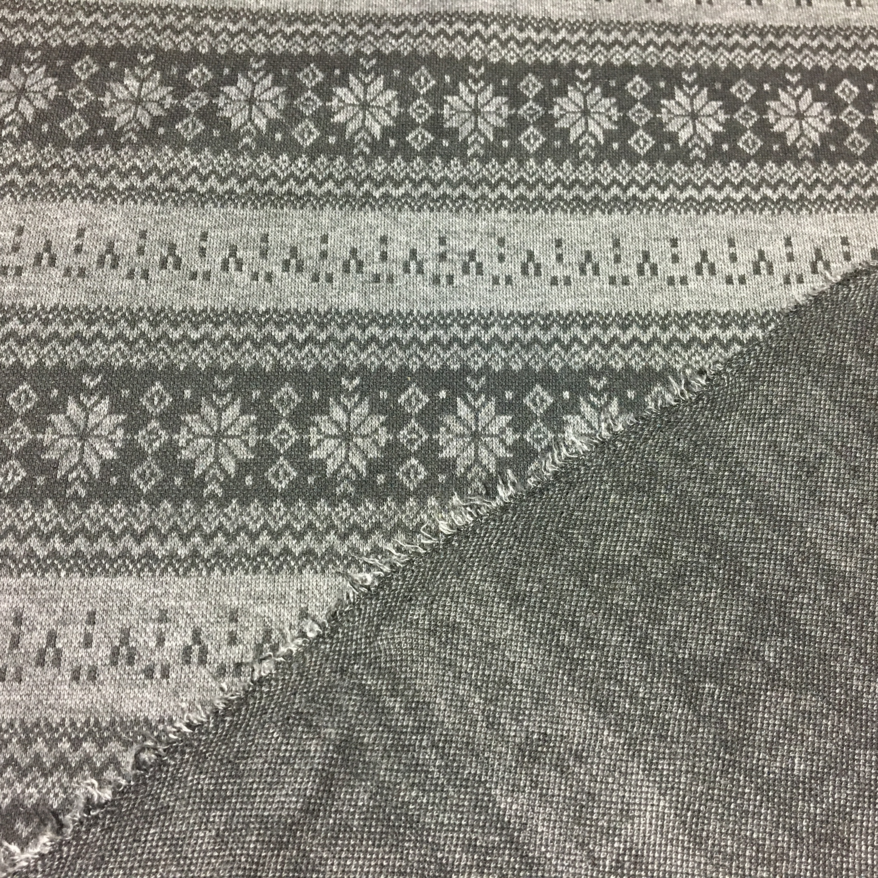 Knitted Pattern Mock Fairisle Double Knit Fabric Greyblack