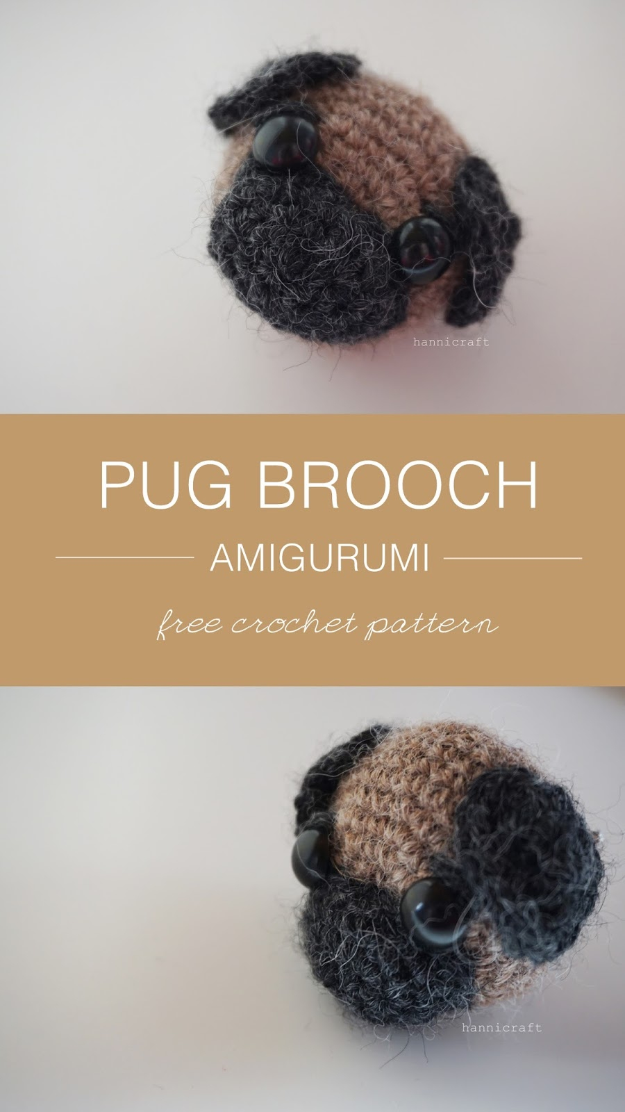 Knitted Pug Pattern Hannicraft Pug Brooch Free Pattern