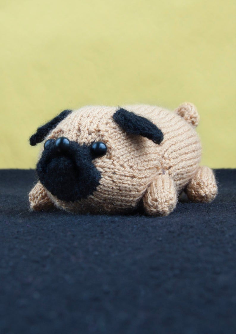 Knitted Pug Pattern Pdf Pattern Jolly The Pug Toy Dog Amigurumi Dk Knitting