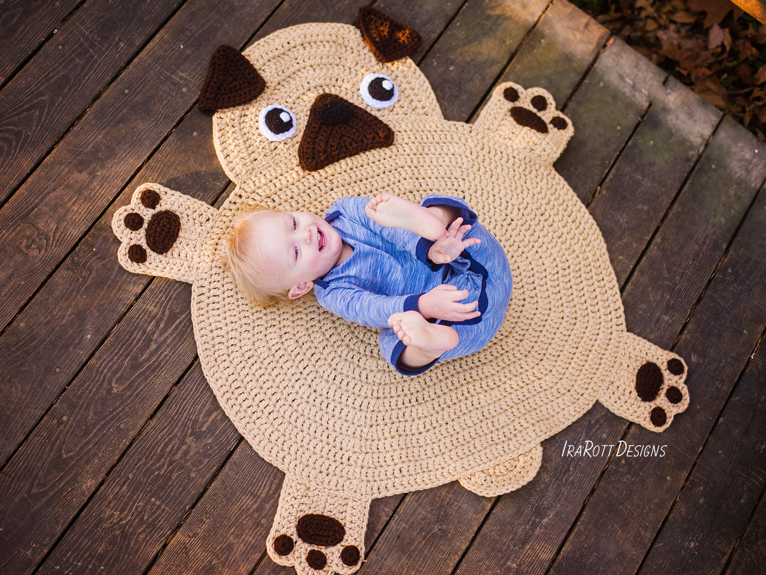 Knitted Pug Pattern The Pugfect Pug Rug Pdf Crochet Pattern