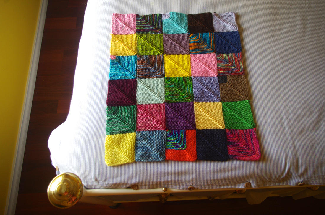 Knitted Quilt Block Patterns Knitting Blankets And A Pattern For Mitred Squares Knit As You Go