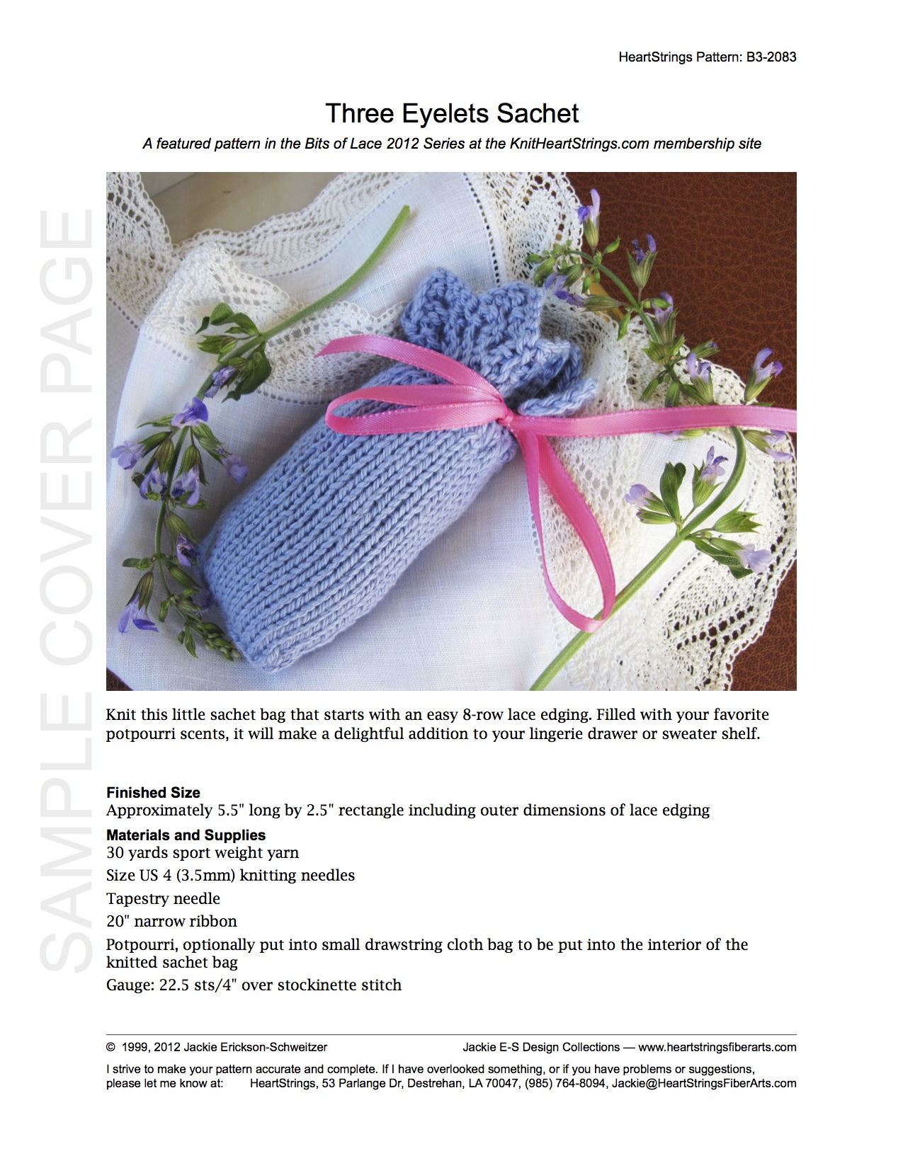 Knitted Sachet Pattern Item 7 Knit Heartstrings Learn And Knit Alongs