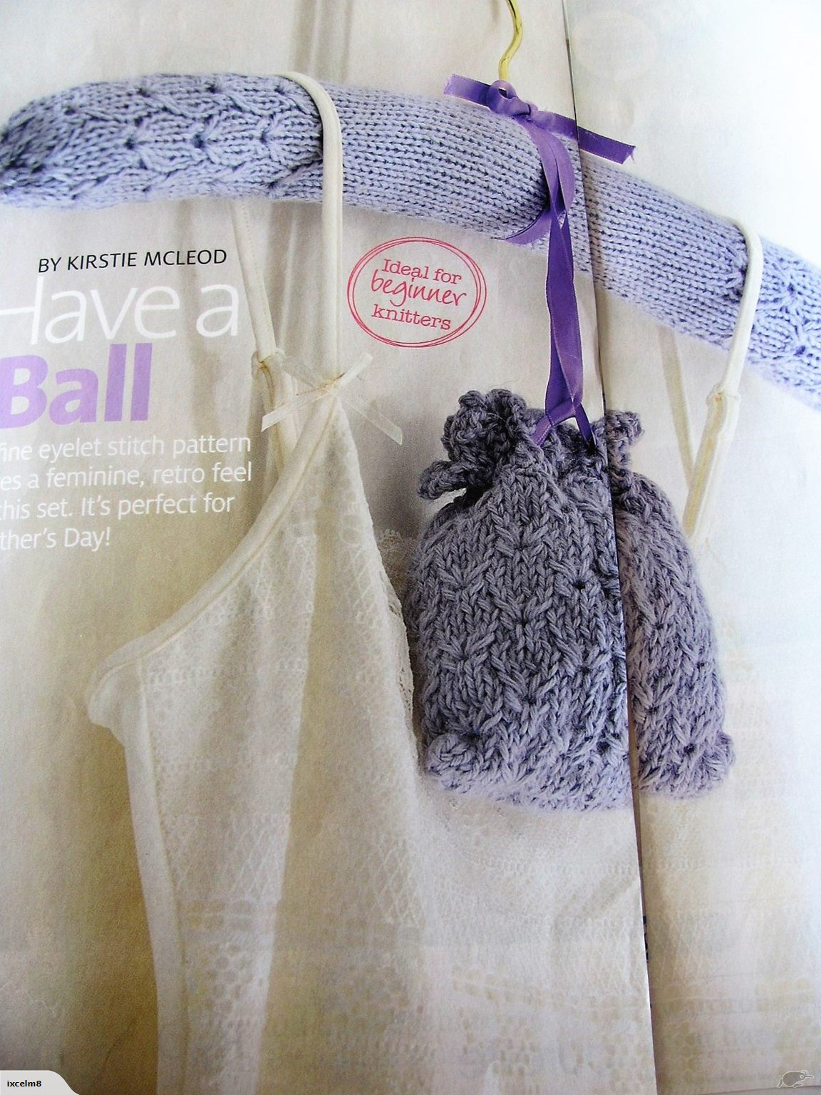 Knitted Sachet Pattern Knit Have A Ball Eyelet Stitch Hanger Cover Sachet Set For You To Knit