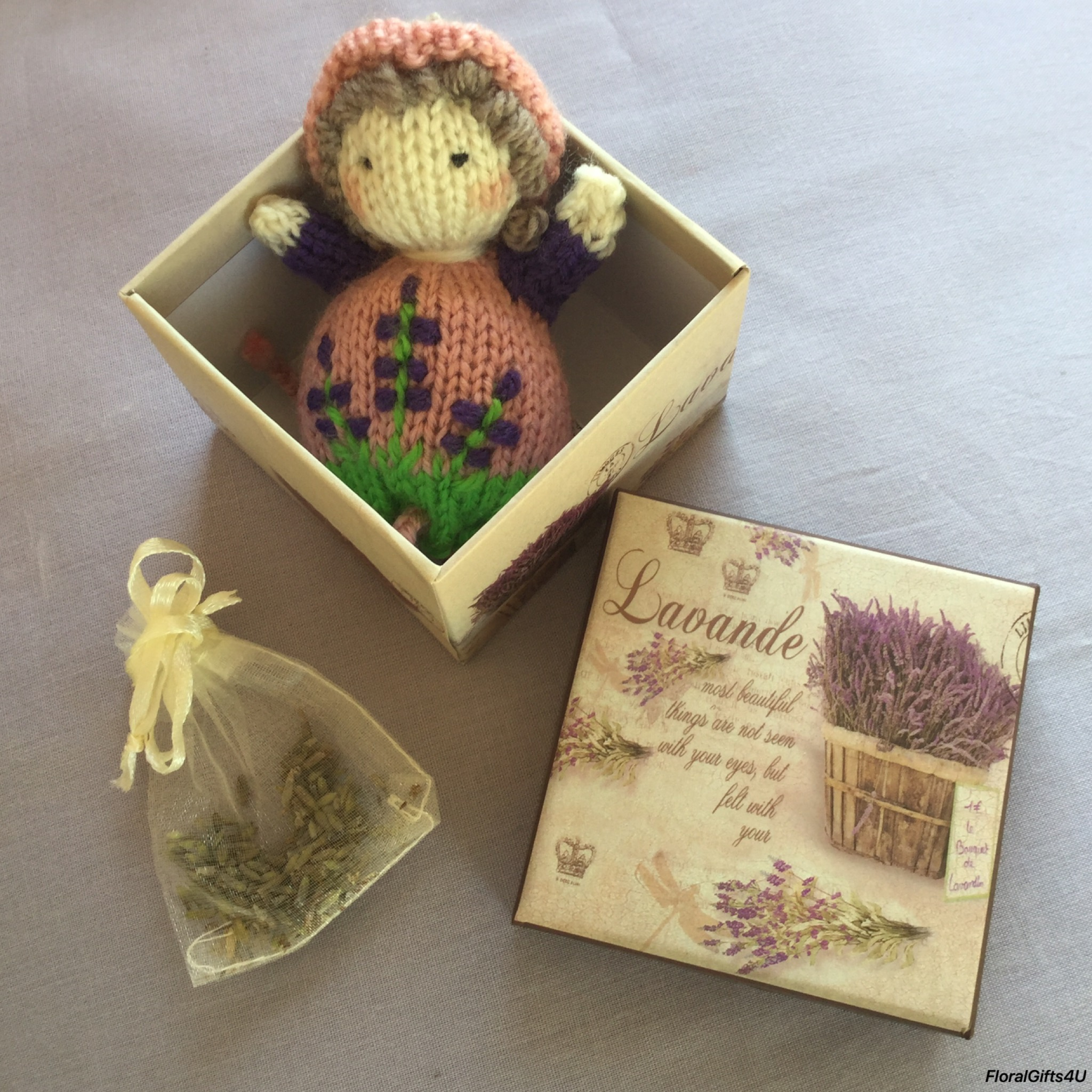 Knitted Sachet Pattern Small Hand Knitted Lavender Dolly Floralgifts4u In Square Box With Sachet Of Lavender C