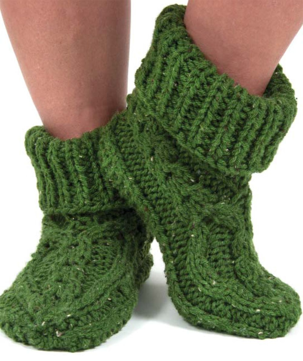 Knitted Slipper Patterns Free Cabled Knit Slippers Pattern
