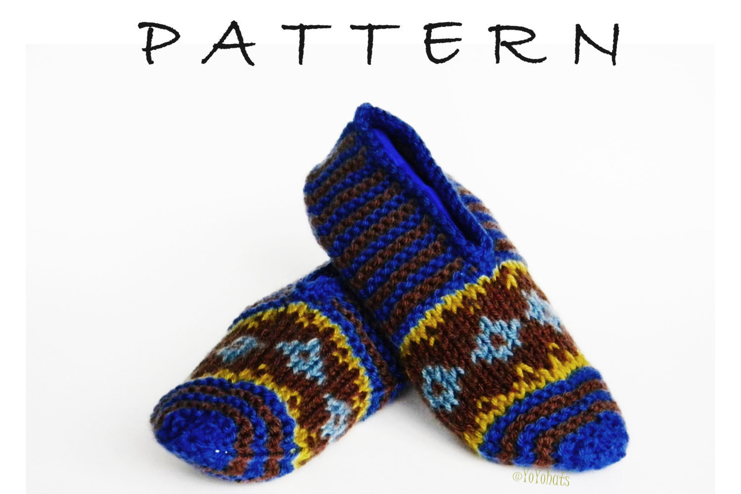 Knitted Slipper Patterns Knitting Pattern For Medium Slipper Socks Knit Fair Isle Slippers Pattern Slipper Pattern Zzlipper Socks Acrylic Adult Medium