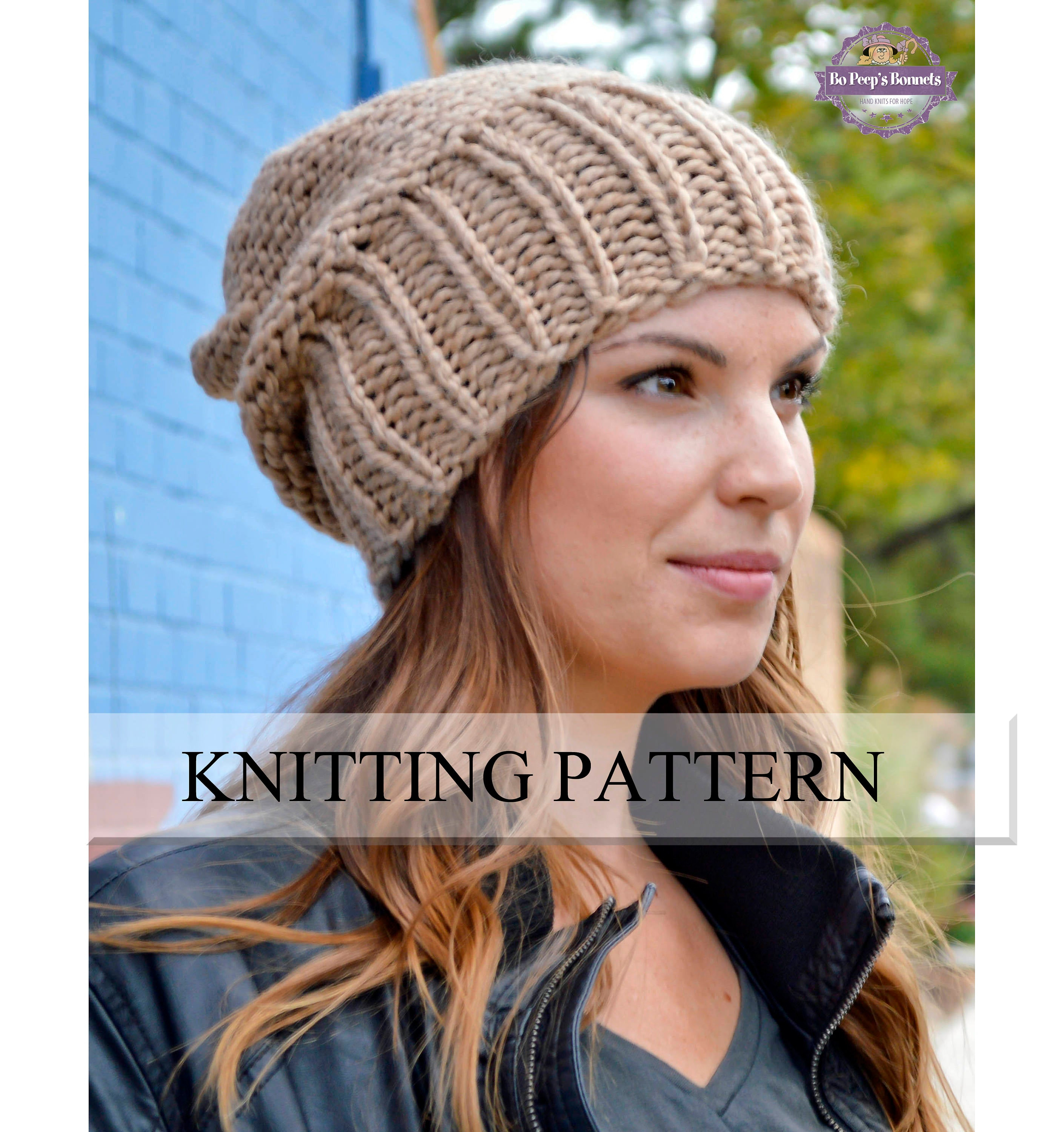 Knitted Slouchy Hat Pattern Knit Hat Pattern Knitting Pattern Womens Slouchy Sacking Hat Pattern Womens Slouchy Hat Pattern Knit Beanie Pattern Slouchy Beanie