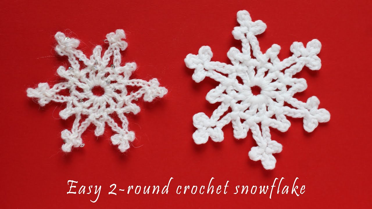 Knitted Snowflake Pattern Easy 2 Round Crochet Snowflake Tutorial