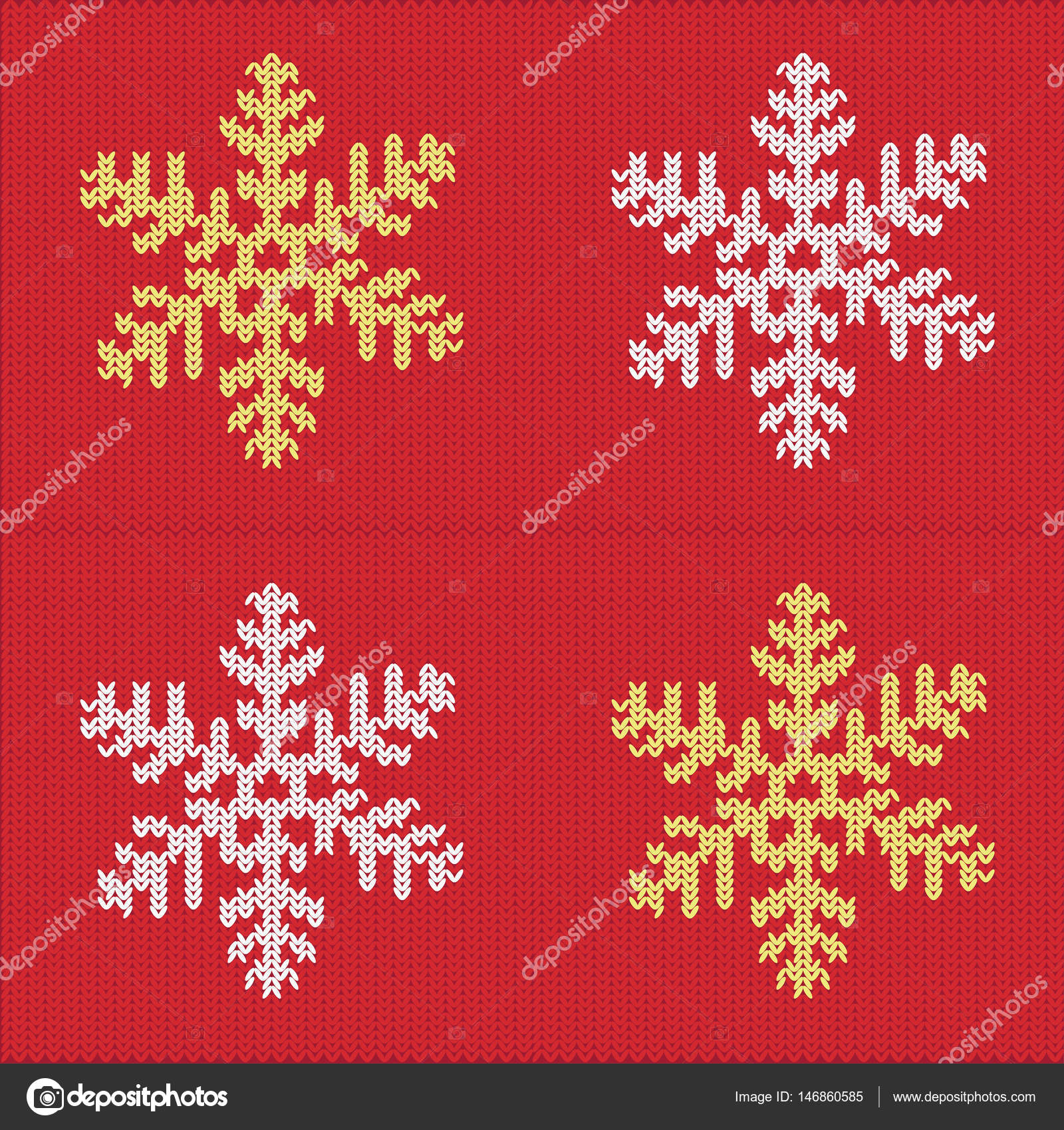 Knitted Snowflake Pattern Knitted Snowflake Pattern Stock Vector Artshock 146860585