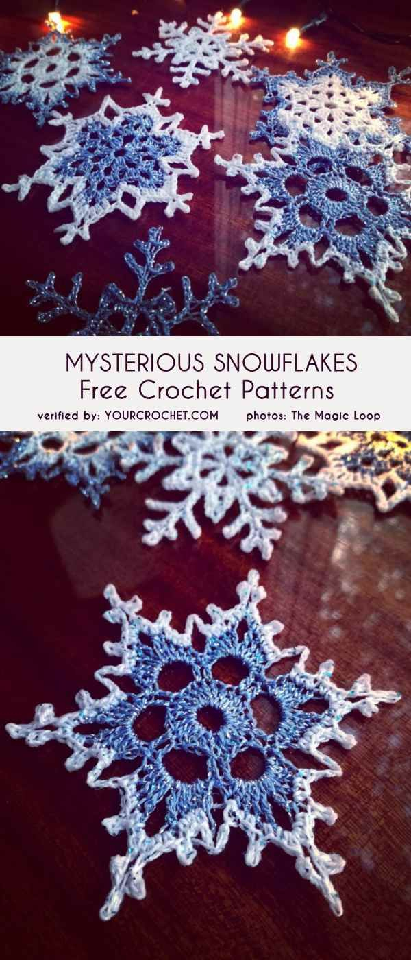 Knitted Snowflake Pattern Knitting Patterns Christmas Mysterious Snowflakes Free Crochet