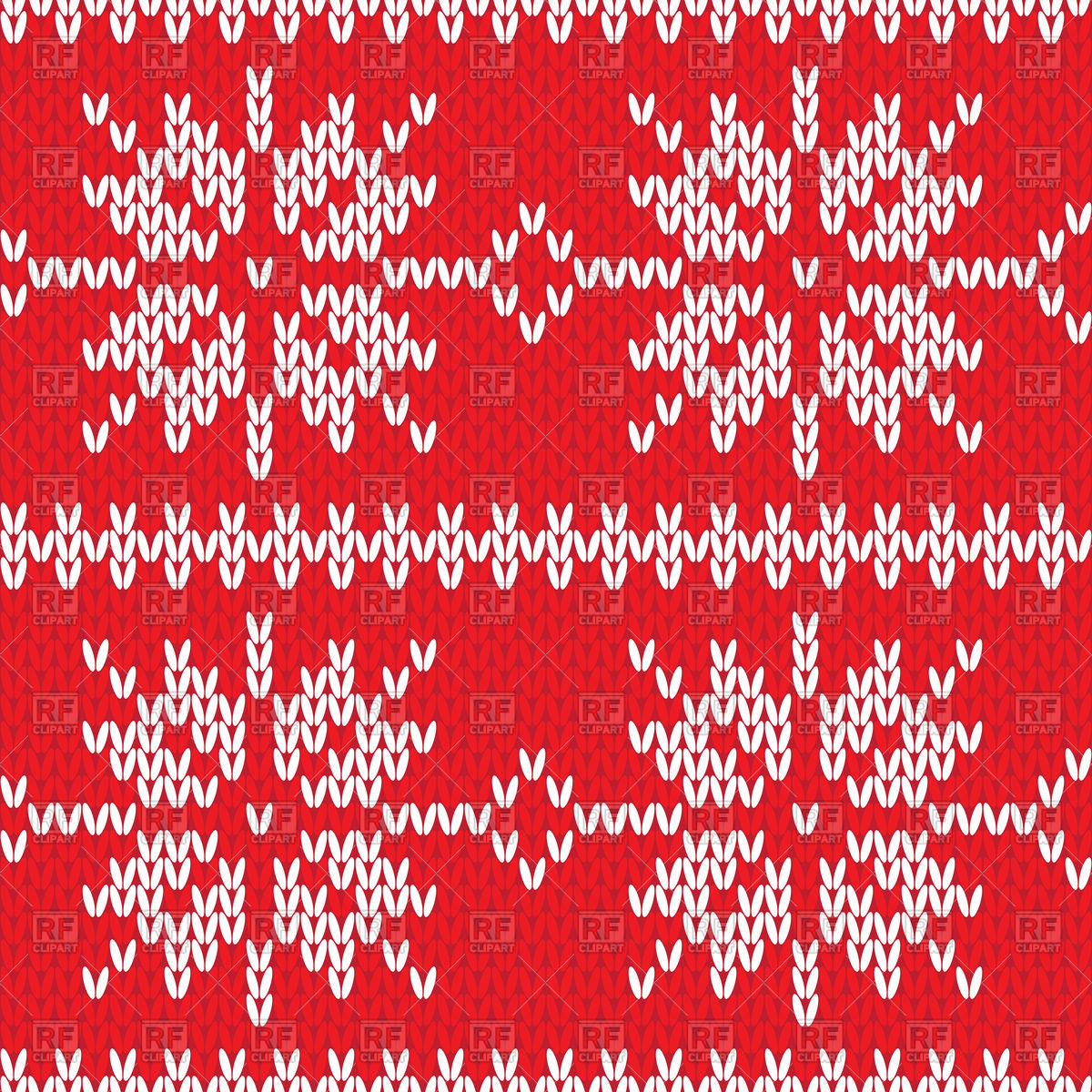Knitted Snowflake Pattern Seamless Red Knitted Pattern Made Of White Snowflakes Stock Vector Image