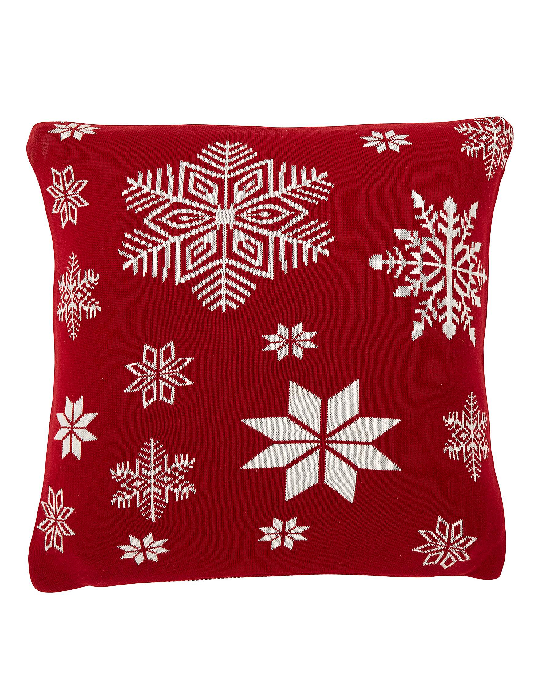 Knitted Snowflake Pattern Snowflake Knitted Cushion