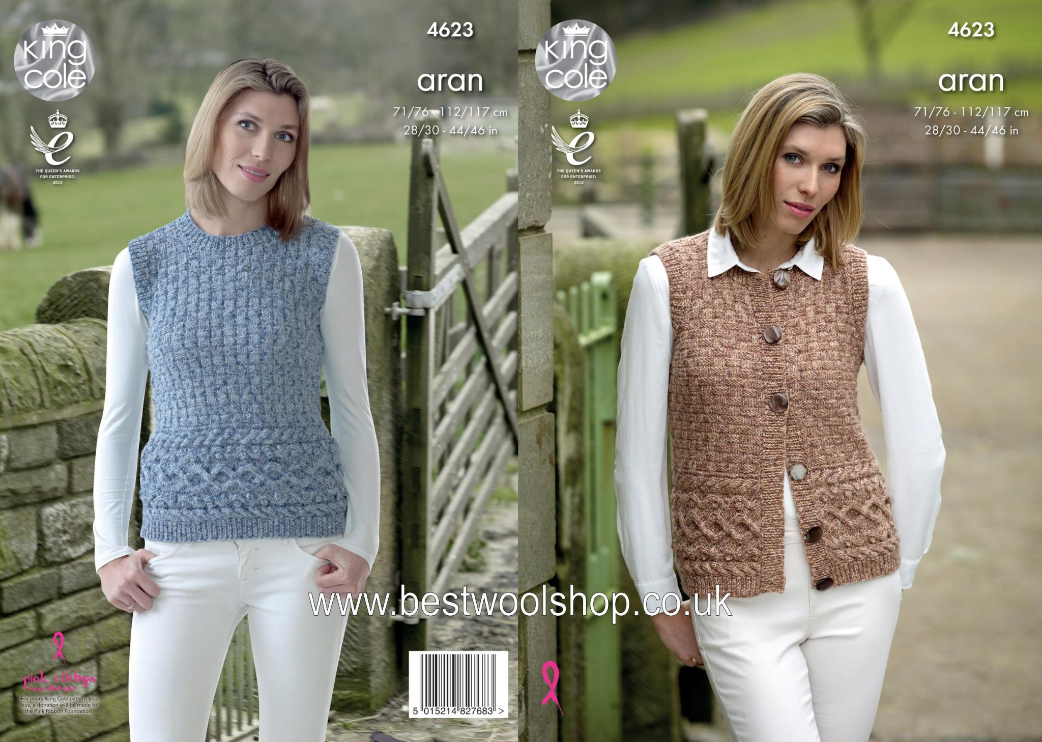 Knitted Tank Top Patterns 4623 King Cole Fashion Aran Combo Waistcoat Tank Top Sleeveless Sweater Knitting Pattern To Fit Chest 28 To 46