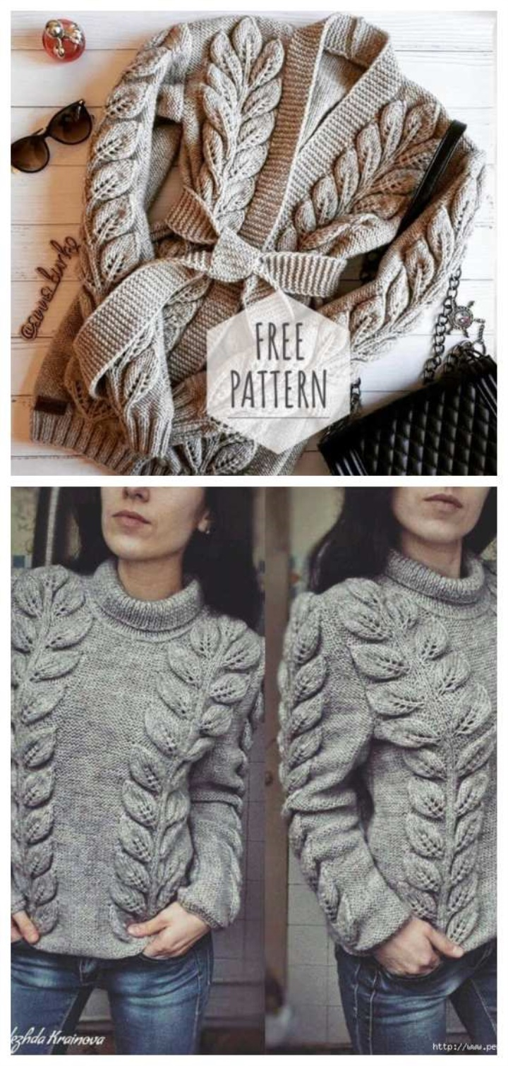 Knitting Leaf Pattern Cardigan Knitting Patterns Branch With Leaves
