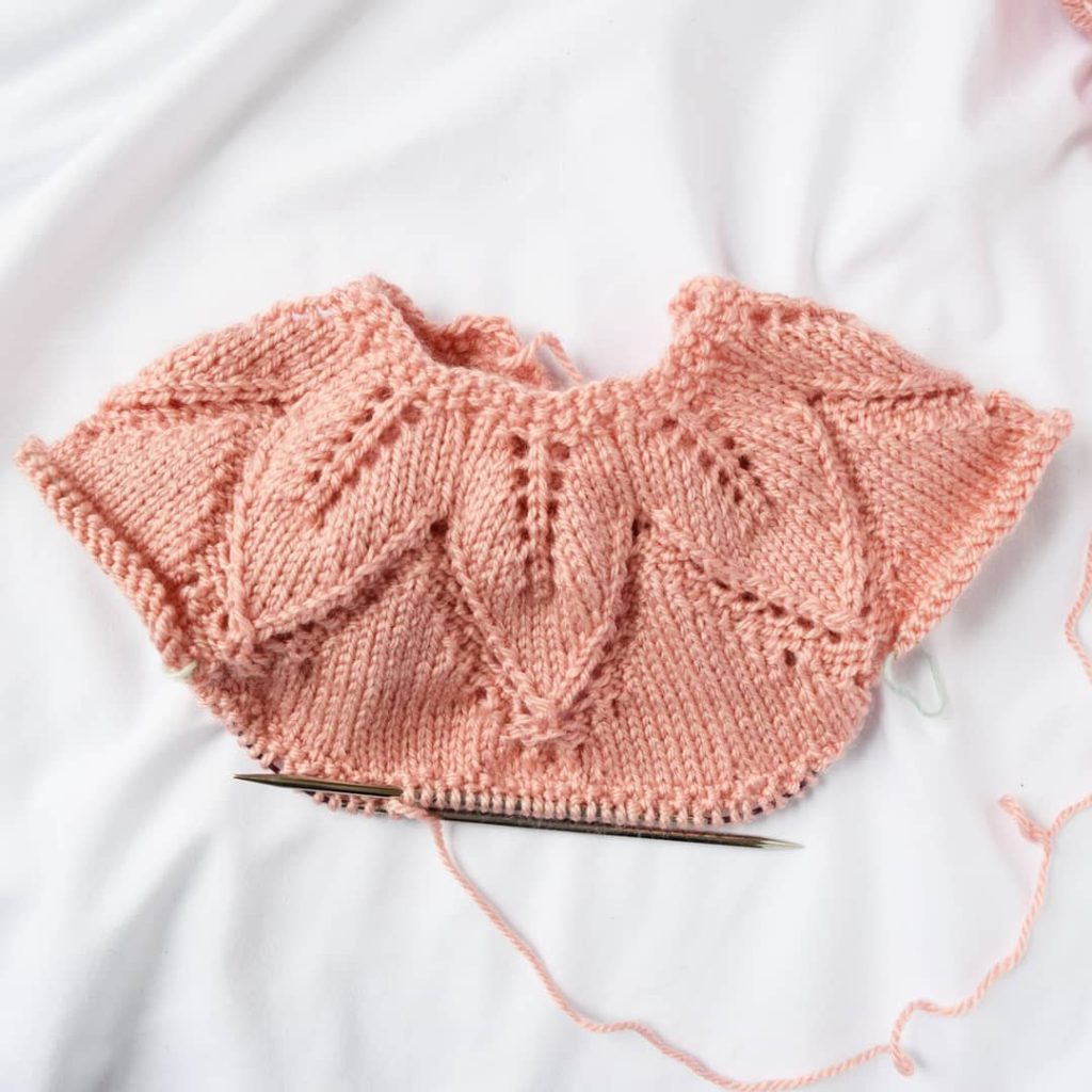 Knitting Leaf Pattern Fairy Leaves Knit Dress Free Pattern From Yarnspirations