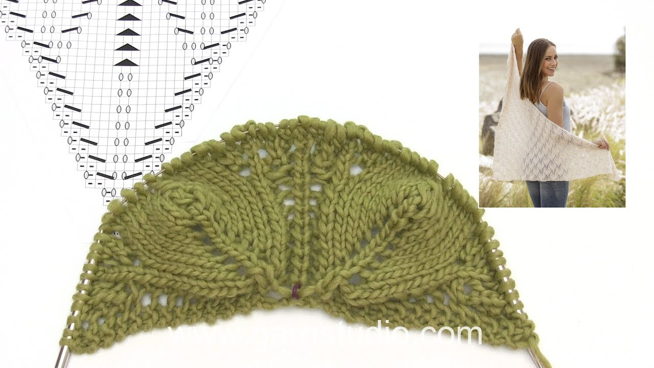 Knitting Leaf Pattern How To Knit The Shawl With Leaf Pattern In Drops 176 21