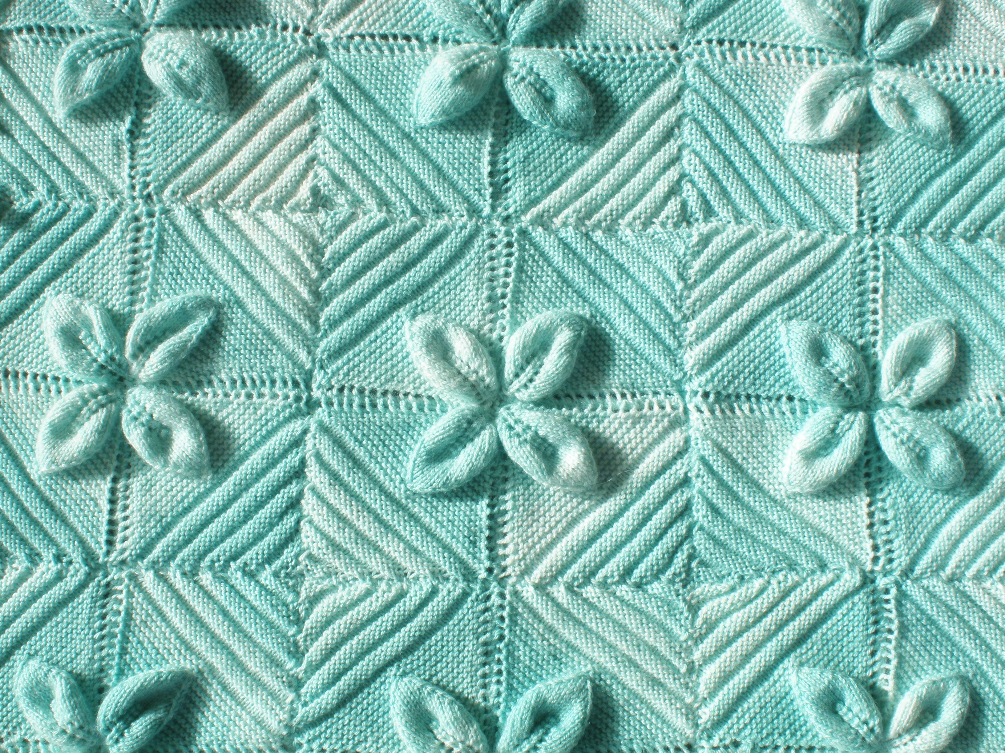 Knitting Leaf Pattern Leaf Square Ba Blanket