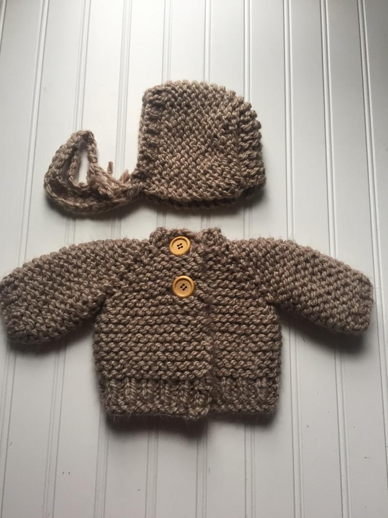 Knitting Pattern Baby Sweater Ba Chunky Sweater And Bonnet Knitting Pattern Ba Cardigan Knitting Pattern Ba Hat Knitting Pattern Bulky Ba Knitting Pattern