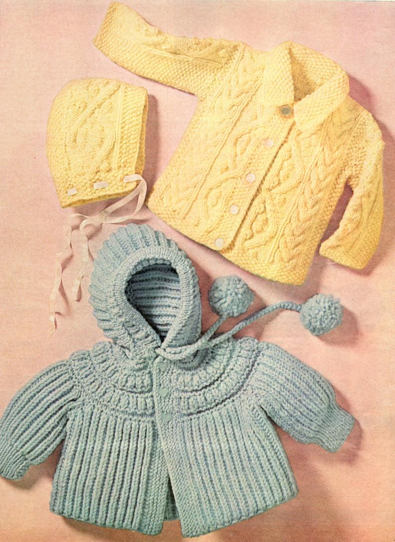 Knitting Pattern Baby Sweater Knitting Pattern Ba Sweaters Collar Sweater Cardigan Hooded Jacket Cable Knit Neutral Bundle Bonnet Hat Printable Pdf Instant Download