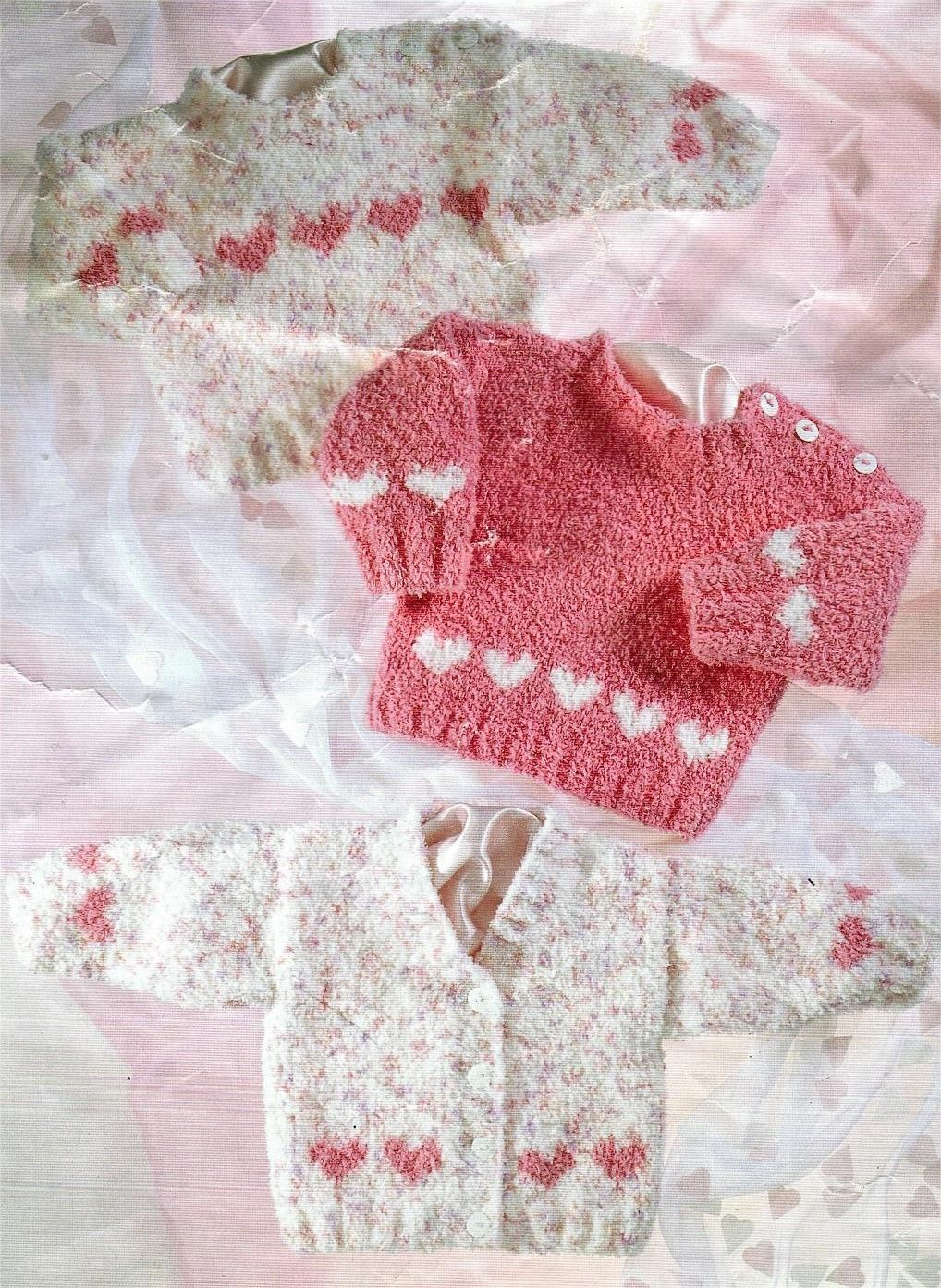 Knitting Pattern Baby Sweater Pdf Digital Vintage Knitting Pattern Ba Cardigan Jacket Sweater Jumper Hearts Border Chest 16 26
