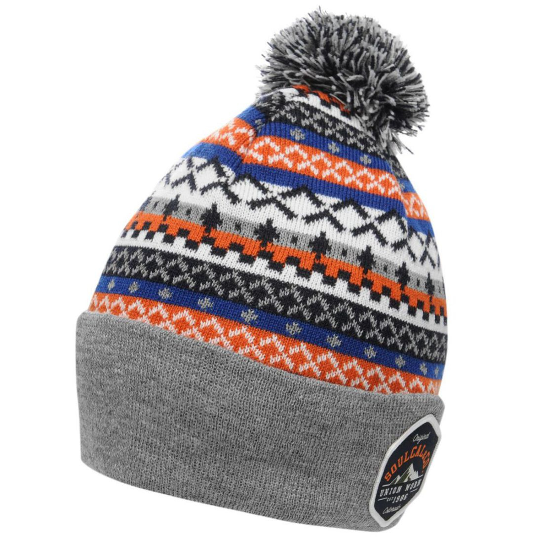 Knitting Pattern Bobble Hat Details About Soulcal Mens Aztec Bobble Hat Beanie Pattern Warm Print Knitted