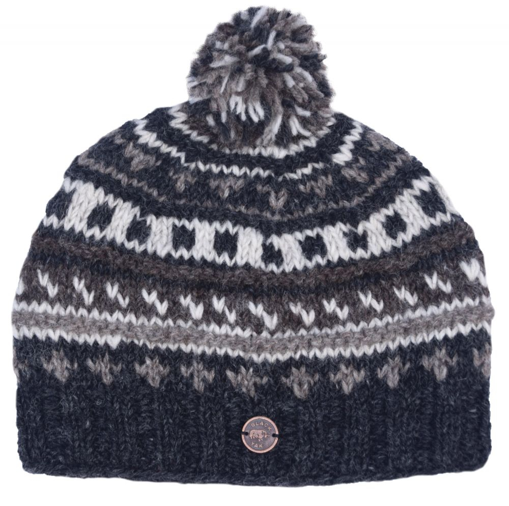 Knitting Pattern Bobble Hat Half Fleece Lined Pattern Ridge Bobble Hat Greysnatural